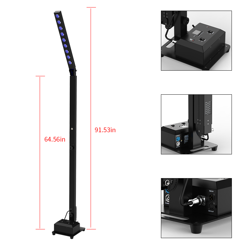 Battery LED 9pcs RGBWA+UV High Mast Light