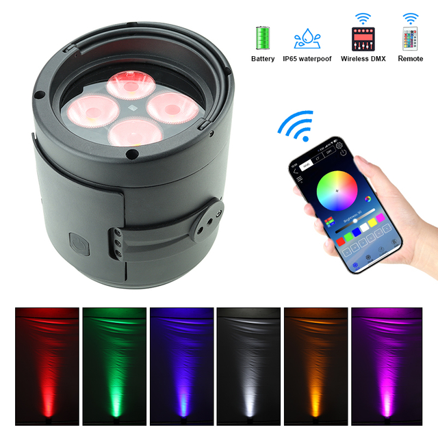 Waterproof Battery 4X20w RGBWA+UV Uplight